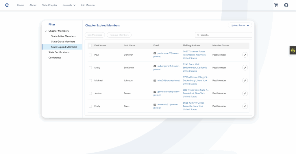 Product screenshot of Members inside Element AMS